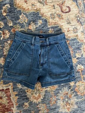 J. Crew Factory Blue Denim Patch-Pocket Shorts